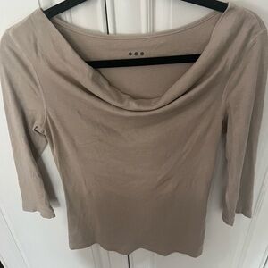 Three Dots Tan Cowl Neck Top